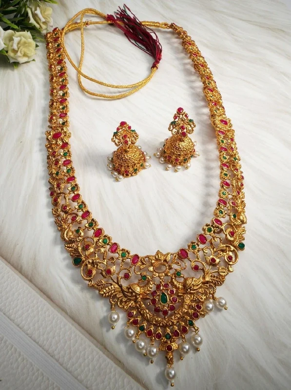 Grab Exquisite Jewelry At The Lowest Prices Premium Quality Brass Based Long Classic Necklace Set 9451N