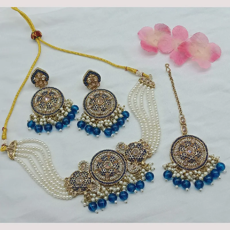 Handcrafted Beauty At Affordable Prices Sai Fashion Gold Plated Crystal Stone And Pearls Choker Necklace Set