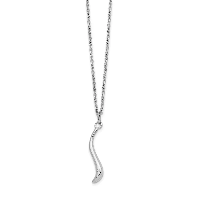 Last Chance To Grab Your Favorite Jewelry At A Discount Serpentine Diamond Necklace in Rhodium Plated Silver, 18-20 Inch