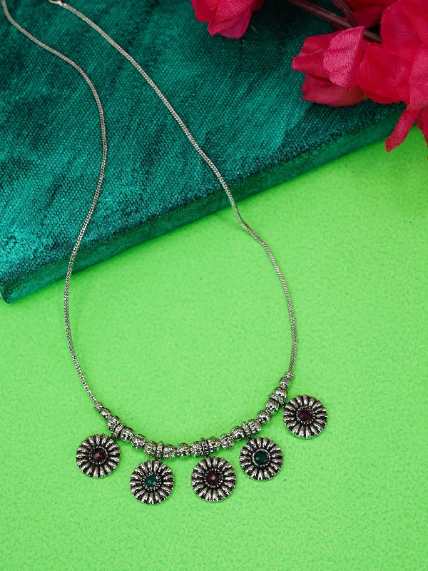 Fashion-Forward Jewelry At Incredible Prices Silver Oxidised Exclusive Designer Necklace / Chai