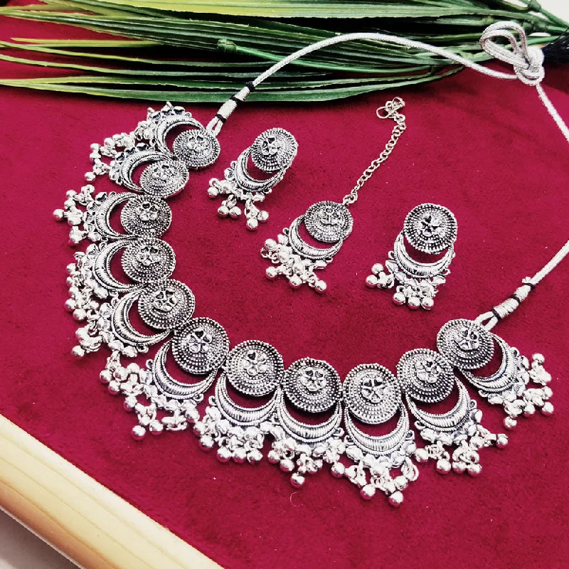 Clearance Sale On High-End Jewelry Collections SNERA Oxidised Plated Pota Stone Necklace Set