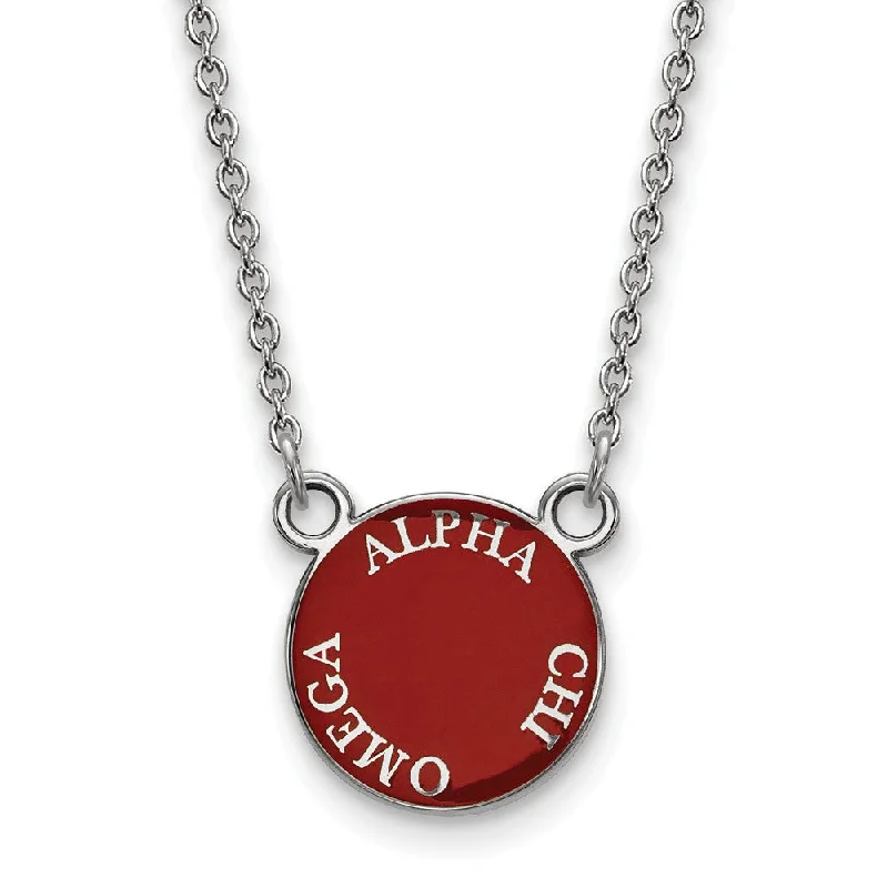 Exclusive Jewelry Sale – Grab Timeless Pieces Now Sterling Silver Alpha Chi Omega Small Enamel Disc Necklace