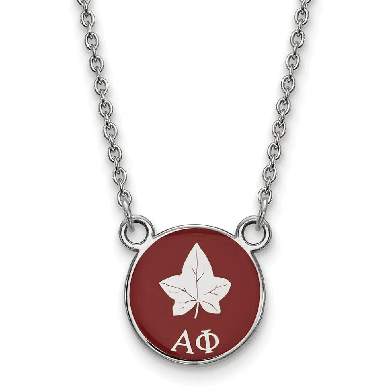 Affordable Elegance – Special Jewelry Sale Now Live Sterling Silver Alpha Phi Small Red Enamel Logo Necklace