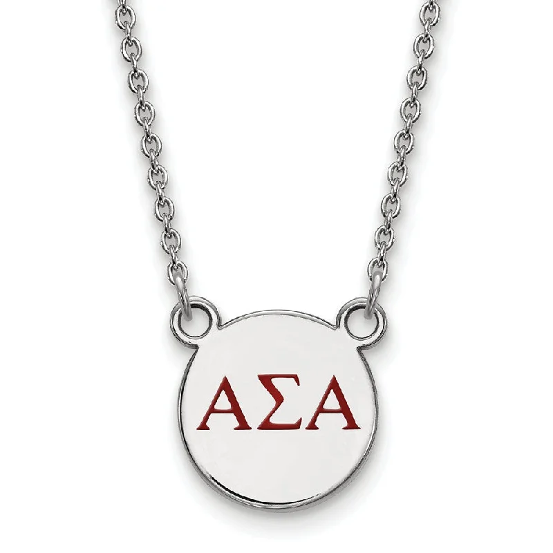 The Perfect Jewelry Piece At The Perfect Discount Sterling Silver Alpha Sigma Alpha Small Red Enamel Greek Necklace