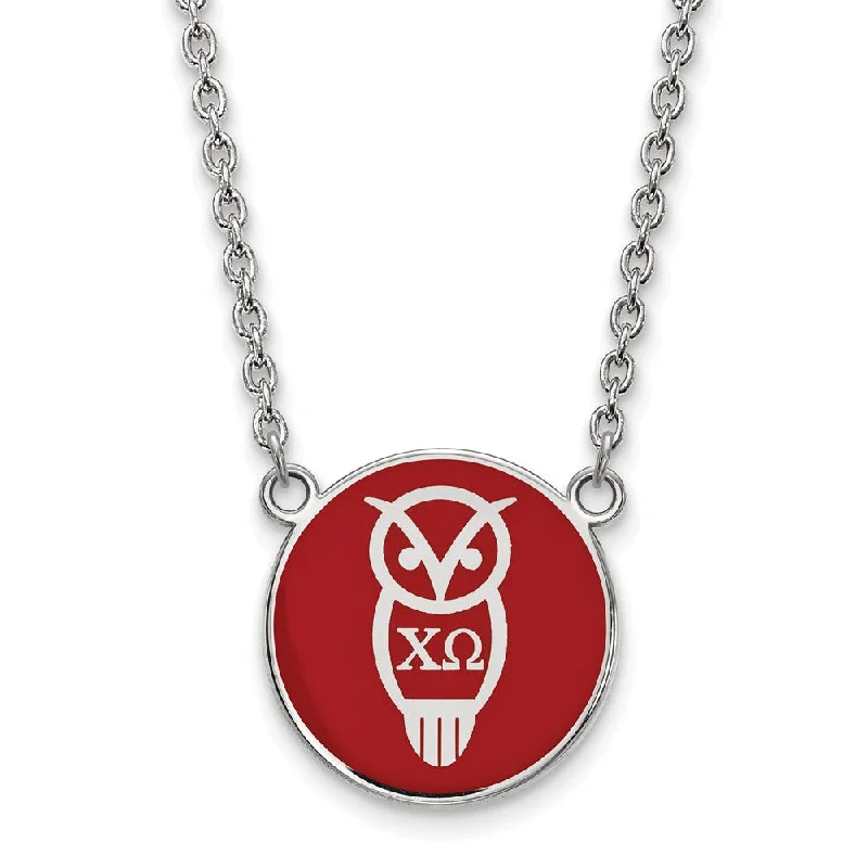 Limited-Stock Jewelry Sale – Shop Before It's Gone Sterling Silver Chi Omega Large Red Enamel Mascot Necklace