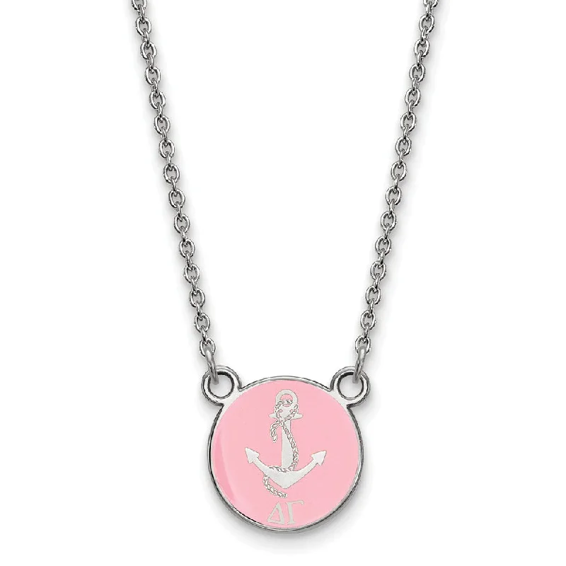 Timeless Jewelry Styles At Wallet-Friendly Prices Sterling Silver Delta Gamma Small Pink Enamel Logo Necklace