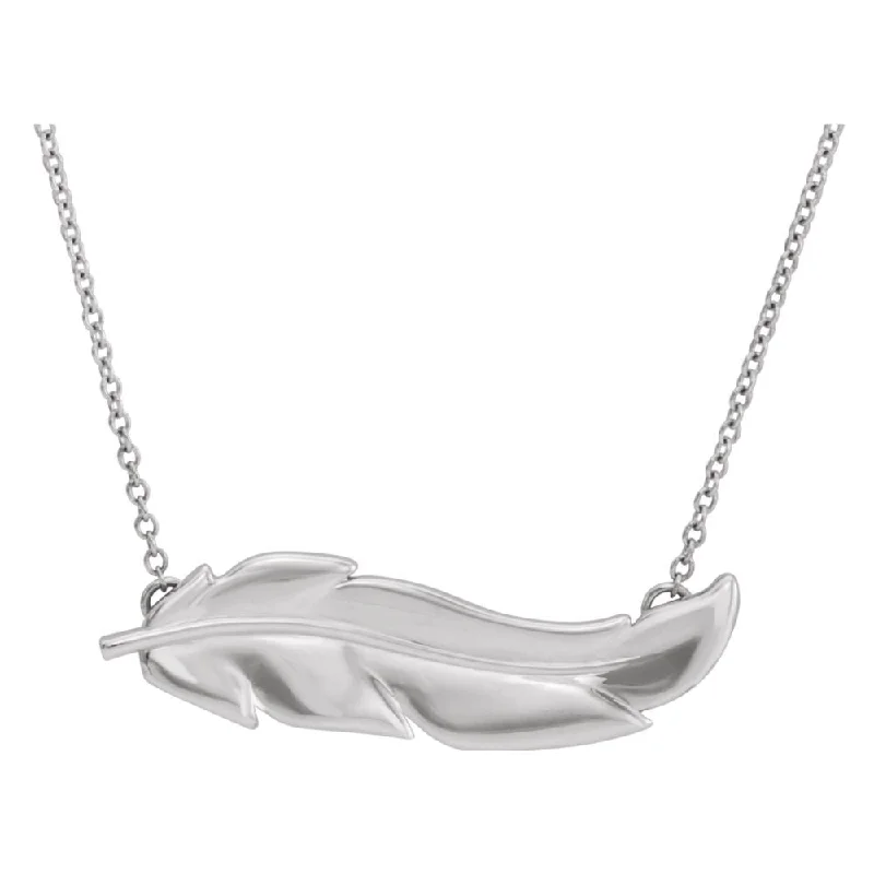 Dainty And Elegant Jewelry Now At Reduced Prices Sterling Silver Feather Bar Necklace, 16-18 Inch