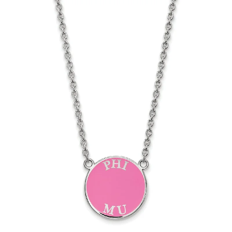 Exclusive Jewelry Markdowns – Limited-Time Offer Sterling Silver Phi Mu Small Enamel Disc Necklace