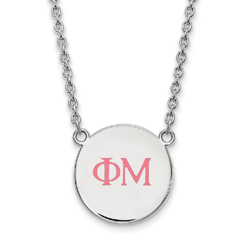 Best Jewelry Sale – Shop Exclusive Designs Now Sterling Silver Phi Mu Small Pink Enamel Greek Letters Necklace