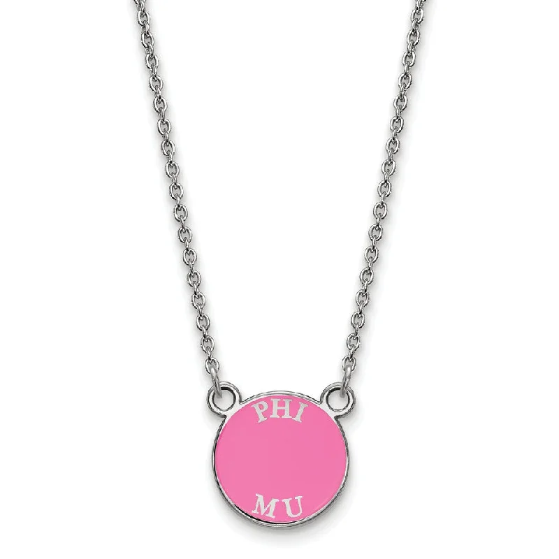 Unique Jewelry For Less – Shop The Sale Now Sterling Silver Phi Mu XS (Tiny) Enamel Disc Necklace