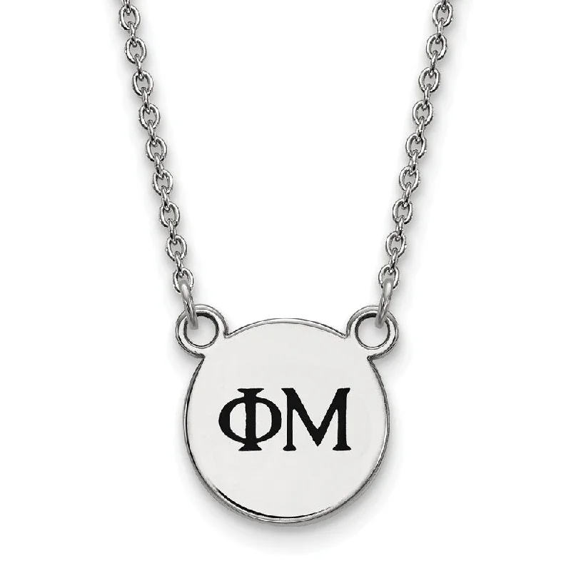 Timeless Elegance At Unbelievable Discounts Sterling Silver Phi Mu XS (Tiny) Enamel Greek Letters Necklace