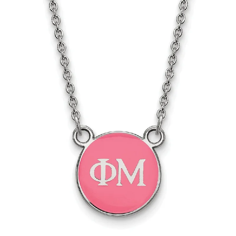 Save On Luxury Jewelry Pieces – Limited-Time Offers Sterling Silver Phi Mu XS (Tiny) Pink Enamel Disc Necklace