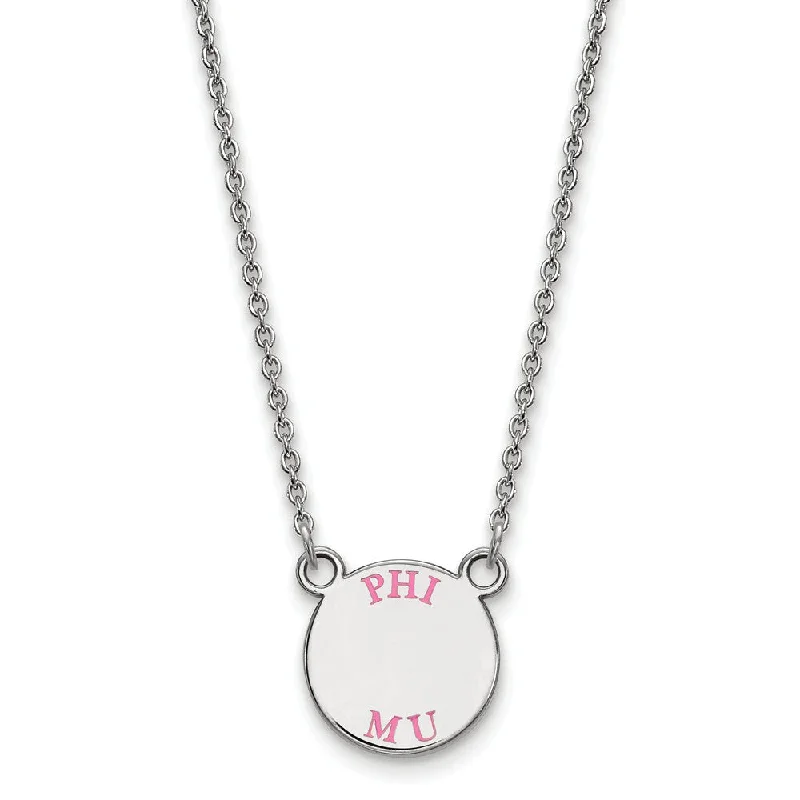 Get Ready To Sparkle – Special Jewelry Discounts Sterling Silver Phi Mu XS (Tiny) Red Enamel Disc Necklace