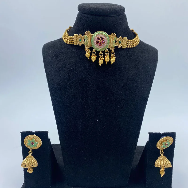 Premium Diamond Jewelry At Once-In-A-Lifetime Discounts The Fashion Jewels Gold Plated Pota Stone And Beads Choker Necklace Set