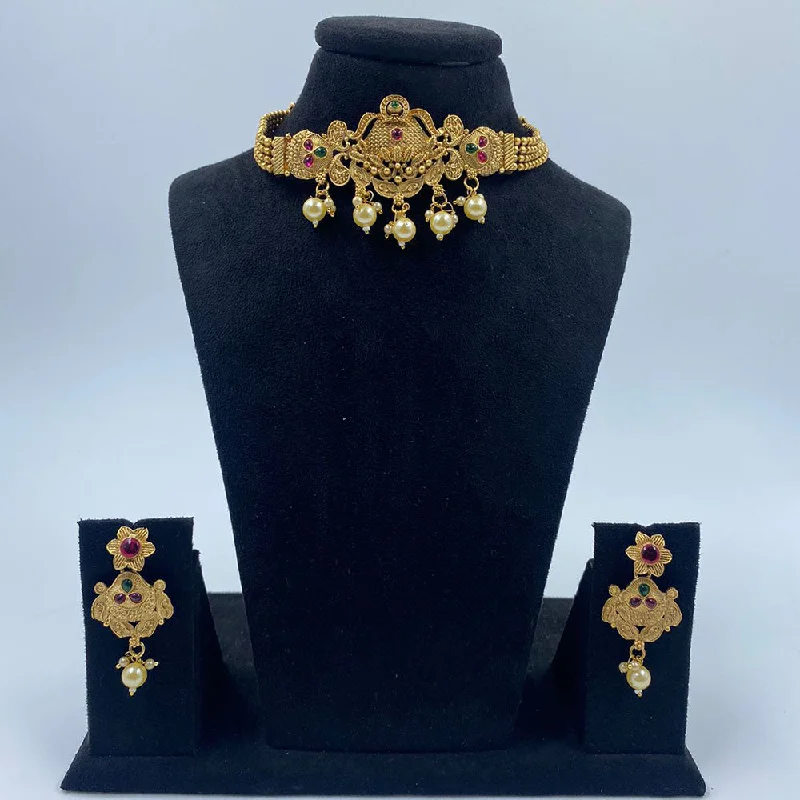 Discover Unique Jewelry With Special Limited-Time Offers The Fashion Jewels Gold Plated Pota Stone And Pearl Choker Necklace Set