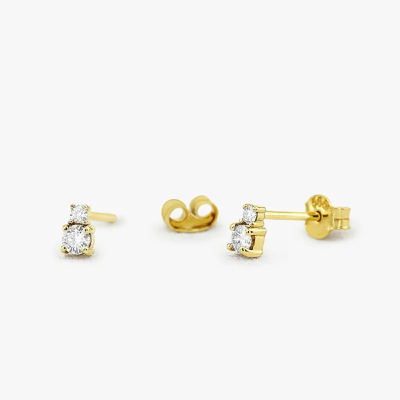 The Perfect Jewelry Piece At The Perfect Price 14K Gold Double Diamond Studs