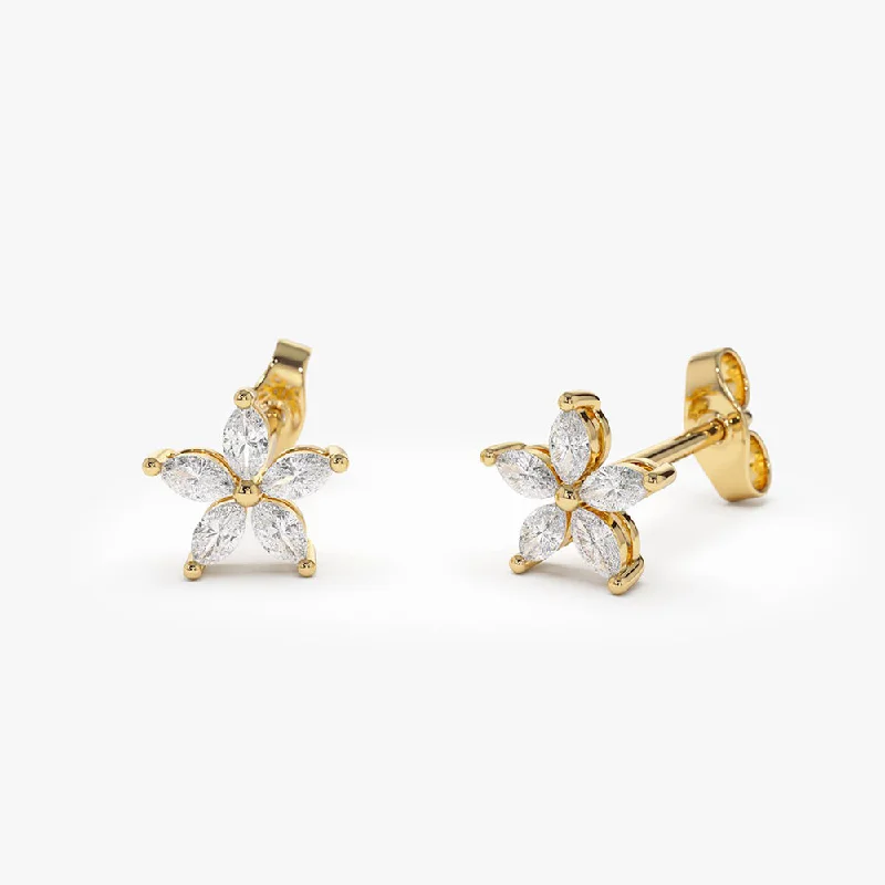 Elegant Designs, Unbeatable Discounts – Shop Jewelry Now 14k Marquise Diamond Floral Studs