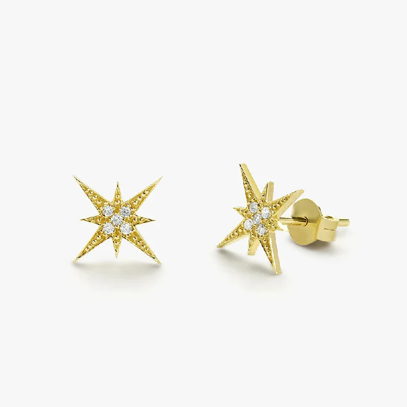 Save On Luxury Jewelry Pieces – Limited-Time Offers 14K Gold Starburst Diamond Earrings