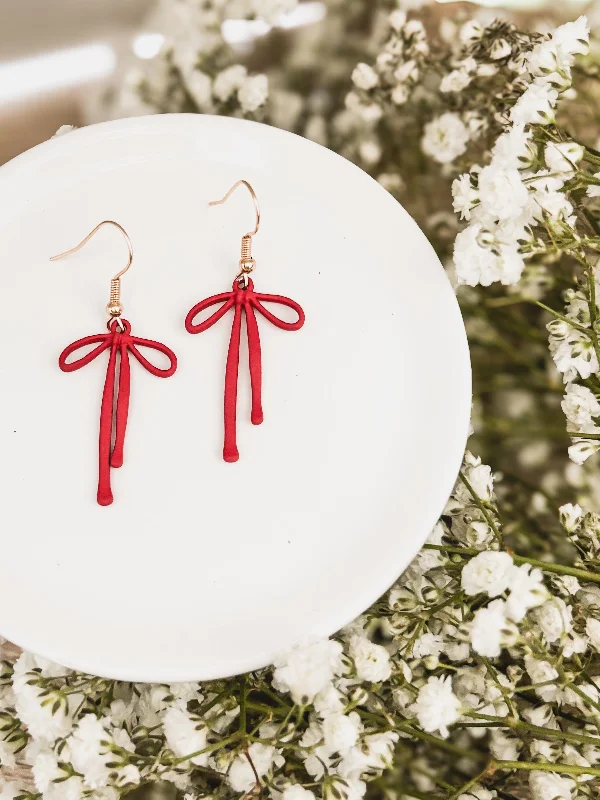 High-Quality Jewelry At A Fraction Of The Cost Adorable Red Bow Earrings