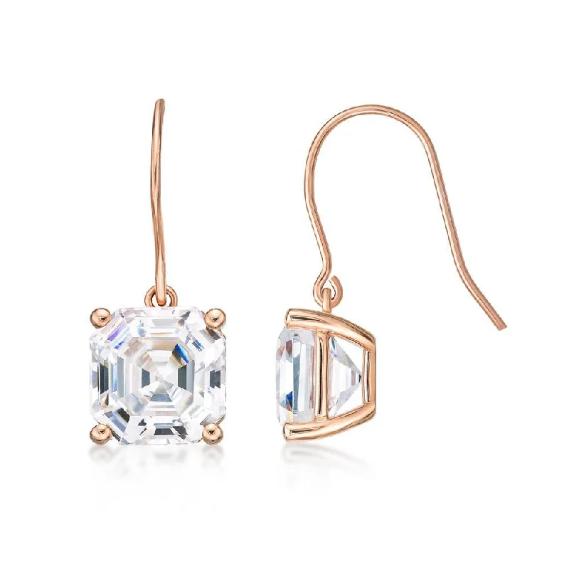 Exclusive Gemstone Jewelry Markdowns – Shop Now Asscher drop earrings with 11.24 carats* of diamond simulants in 10 carat rose gold