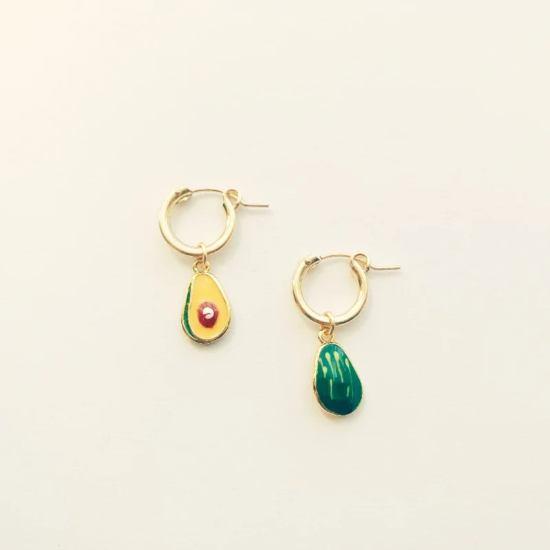 Shop Stylish Jewelry Now And Save Big Dainty Avocado Charm Hoop Earrings in 14k Gold Fill