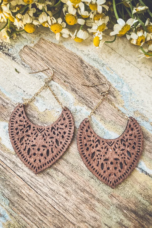 Dazzle In Elegance With Our Biggest Jewelry Sale Beautiful Brown Wood Statement Earrings