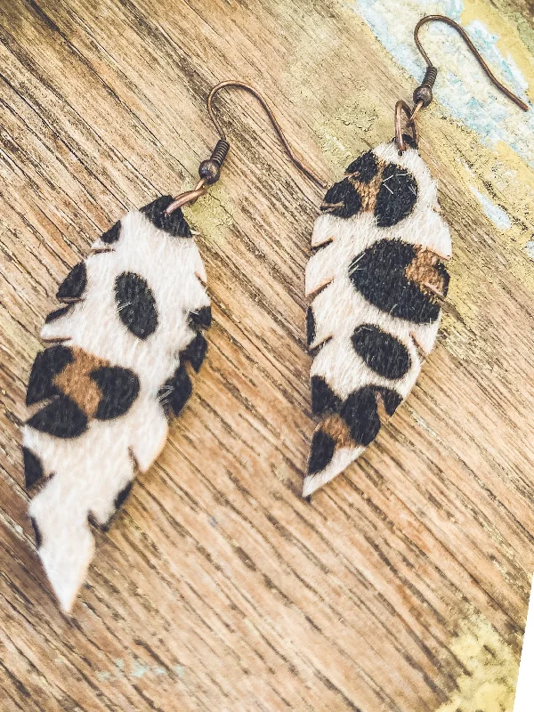 Handcrafted Jewelry Sale – Unique Designs At Low Prices Beautiful Leopard Feather Drop Earrings