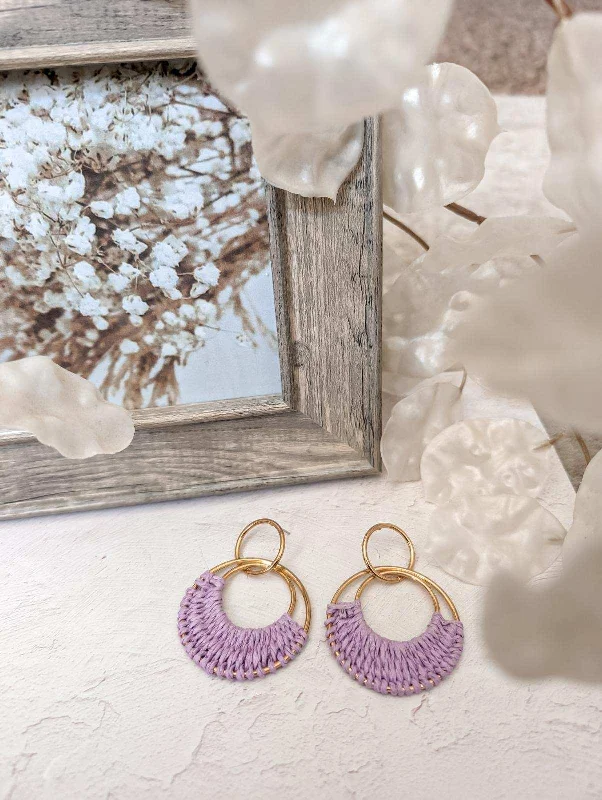 Waterproof Stainless Steel Jewelry For Lasting Beauty Beautiful Purple Raffia Hoop Earrings