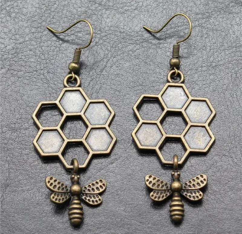 Luxury Jewelry Now At Special Promotional Rates Bronze Honeybee Honeycomb Earrings