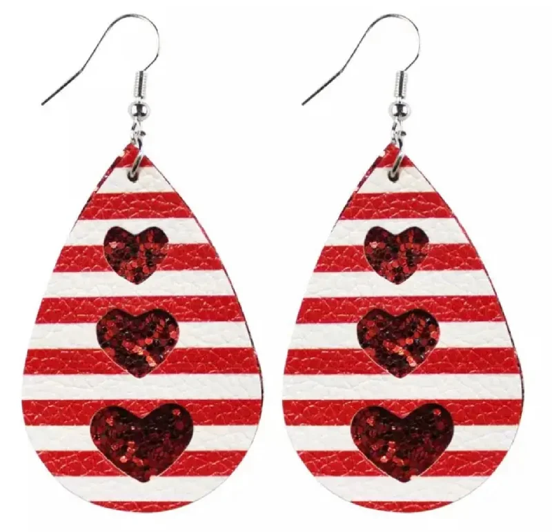 Discounted Jewelry For A Glamorous Look Beautiful Red Striped Valentines Earrings