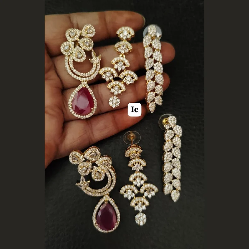 Exclusive Jewelry Sale – Sparkle For Less FS Collection Gold Plated AD Dangler Earrings Combo