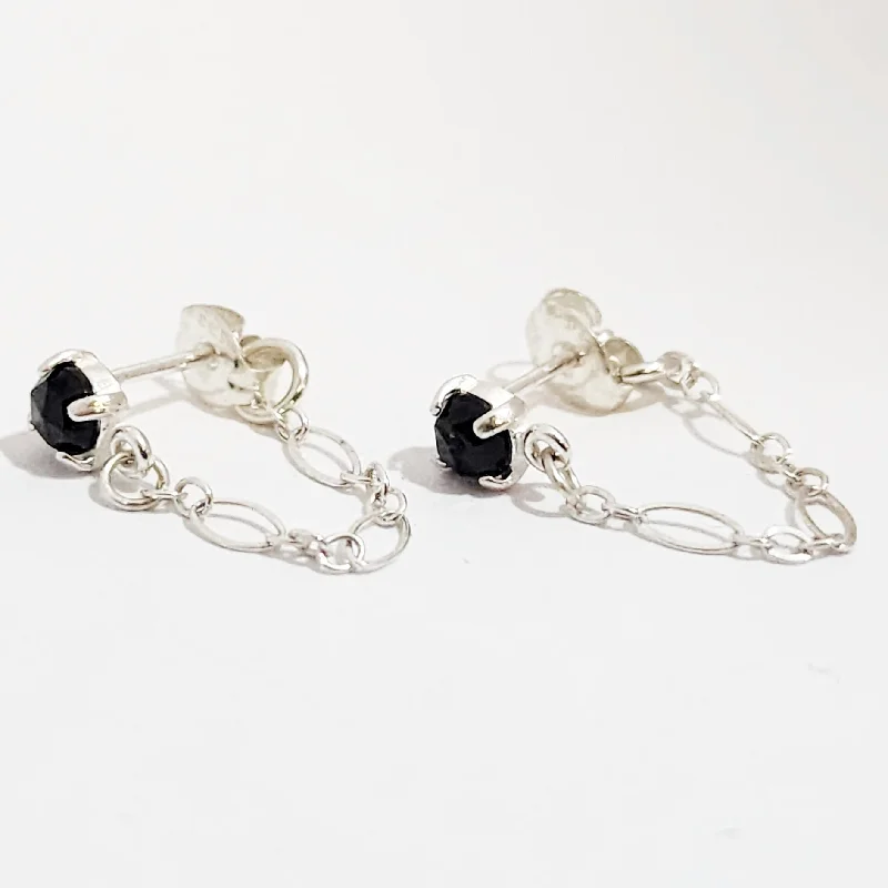 Get Your Favorite Jewelry At The Best Price Sterling Silver Gemstone Chain Drop Earrings  - Opal or Black Spinel