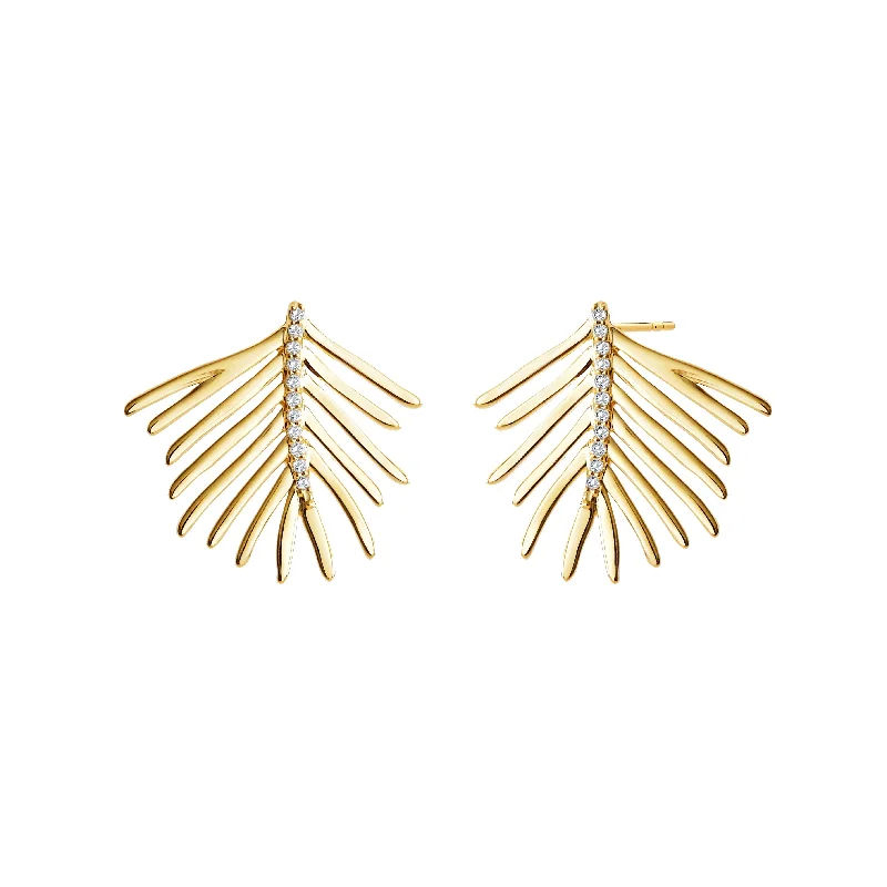 Shop High-Quality Jewelry At Jaw-Dropping Discounts Gold Palm Leaf Earrings