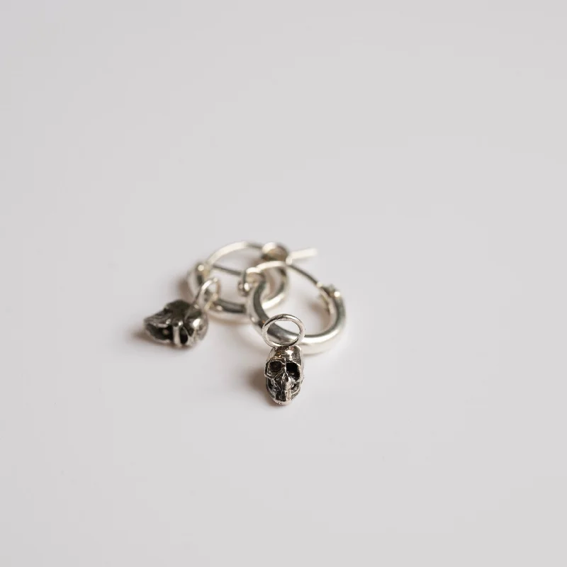 Special Sale On Handcrafted Jewelry – Shop Today Petite Skull Huggie Hoop Earrings in Sterling Silver