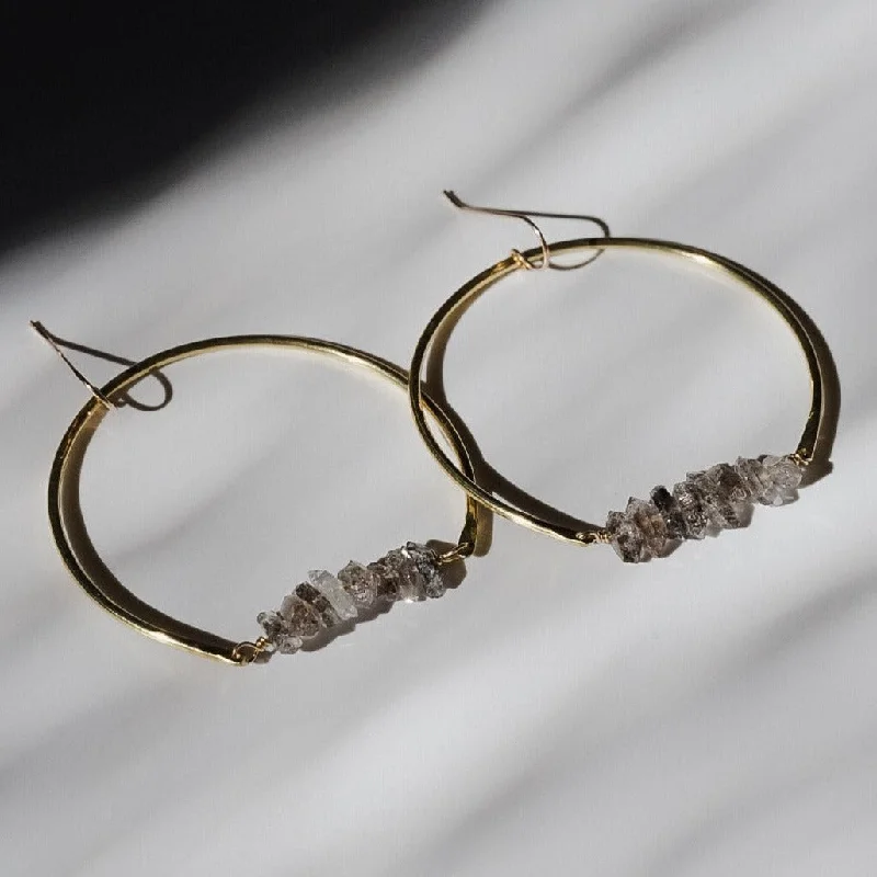 Trending Jewelry Now Available At Exclusive Prices Quartz and Crescent Hoop Earrings - Choose Your Metal