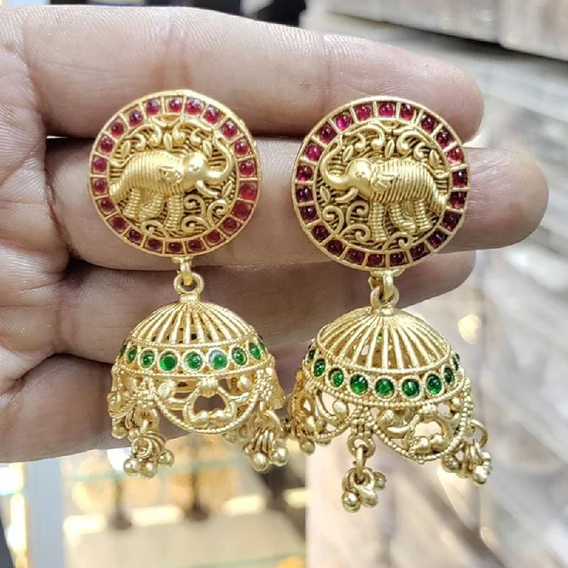 Premium Jewelry Now Available At Special Discounts Manisha Jewellery Gold  Plated Pota Stone And Pearls Elephant Style Jhumki Earrings