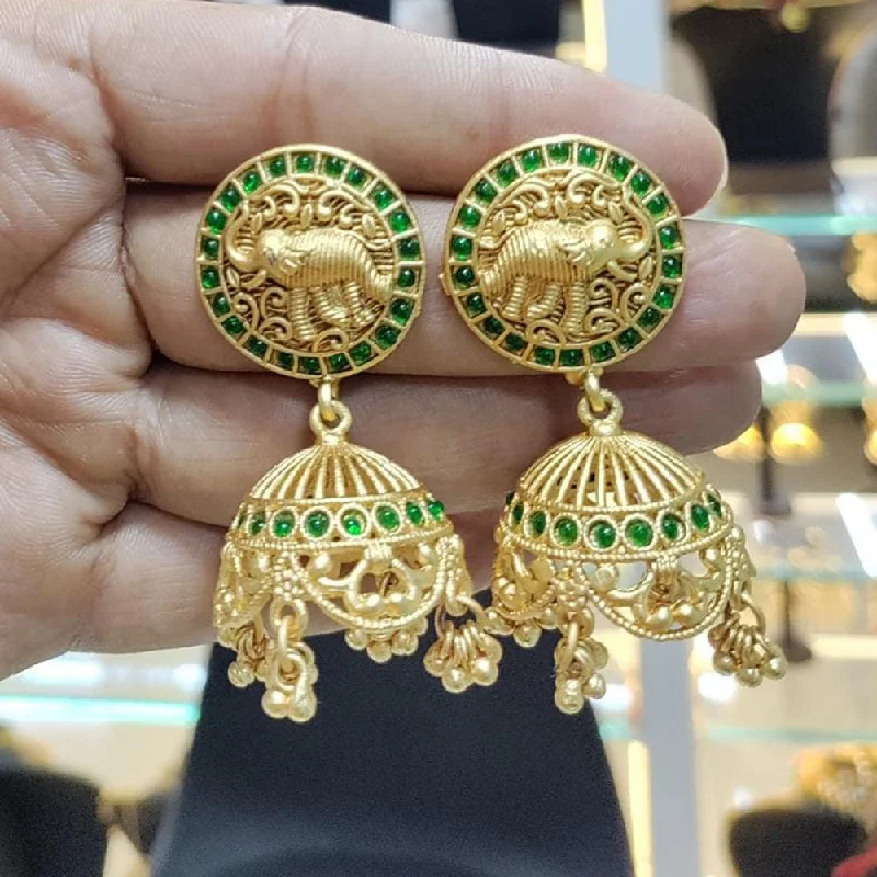 Limited-Time Offer On Elegant Jewelry Pieces Manisha Jewellery Gold  Plated Pota Stone And Pearls Elephant Style Jhumki Earrings