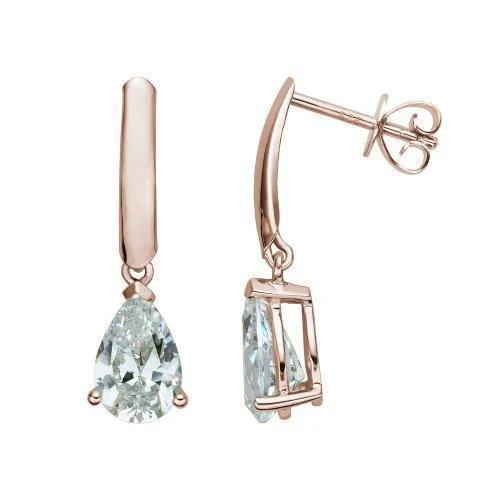 Luxury Meets Affordability – Jewelry Sale Live Now Pear drop earrings with 2.66 carats* of diamond simulants in 10 carat rose gold