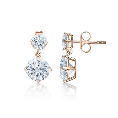 Shine In Style – Shop Jewelry Discounts Today Round Brilliant drop earrings with 5 carats* of diamond simulants in 10 carat rose gold