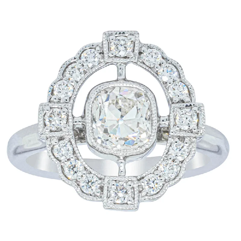 Modern Statement Jewelry For Bold Styling 18ct White Gold 1.09ct Diamond Halo Ring