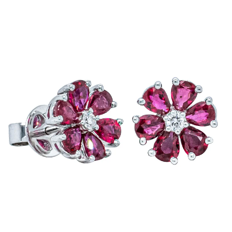 Once-A-Year Jewelry Deals – Shop Before They’Re Gone 18ct White Gold 2.06ct Ruby & Diamond Flower Earrings