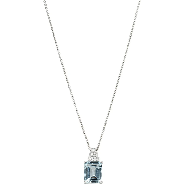 Shop Signature Jewelry Styles At Exclusive Prices 18ct White Gold 2.80ct Aquamarine & Diamond Maya Pendant