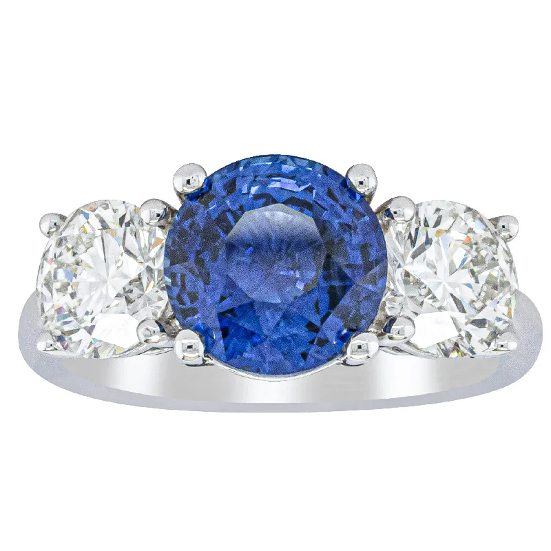 Limited-Time Offer On Premium Jewelry Collections 18ct White Gold 3.51ct Sapphire & Diamond Trinity Ring