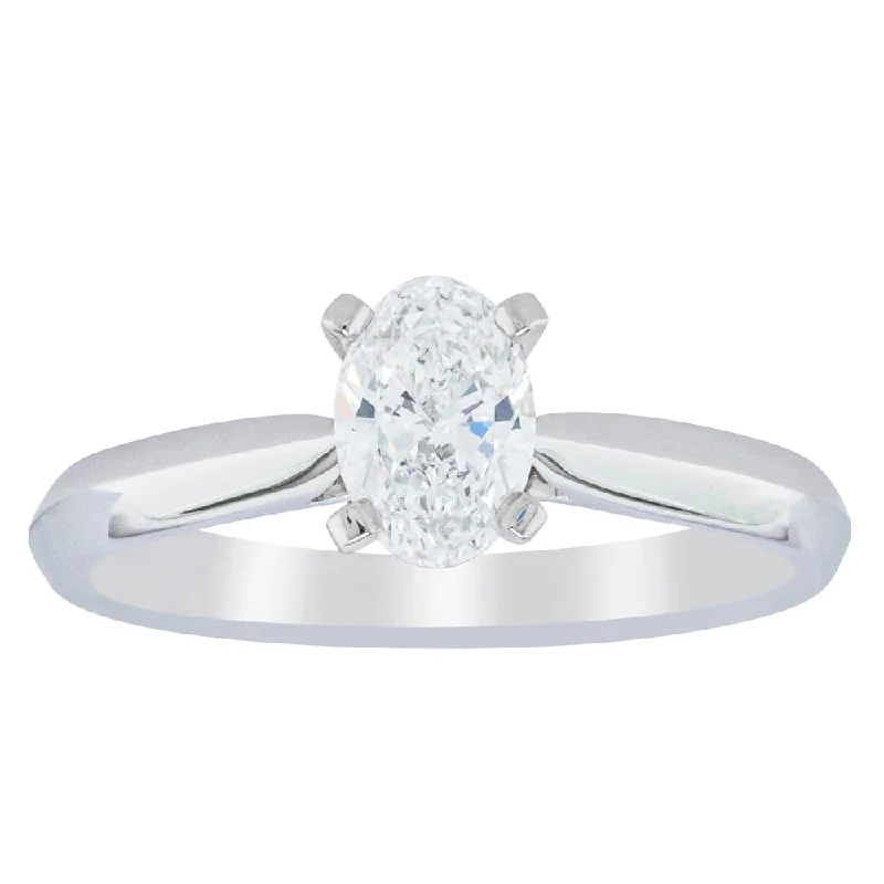 Limited-Time Offer On Elegant Jewelry Pieces 18ct White Gold .59ct Oval Cut Diamond Venetian Ring