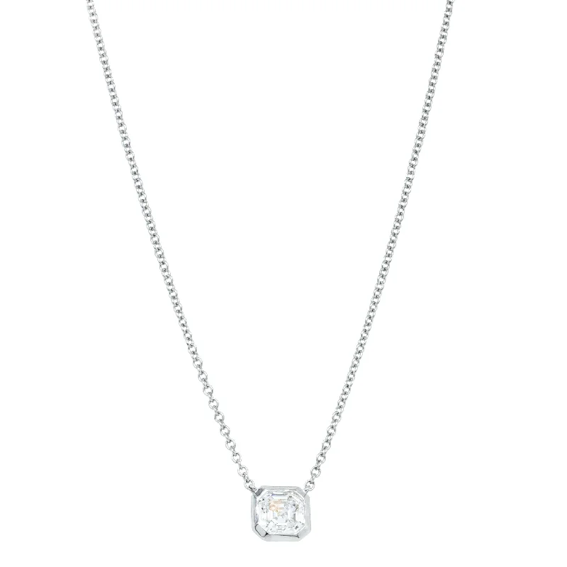 Elegant Jewelry Pieces At Unbelievable Prices 18ct White Gold .95ct Asscher Diamond Natalia Pendant