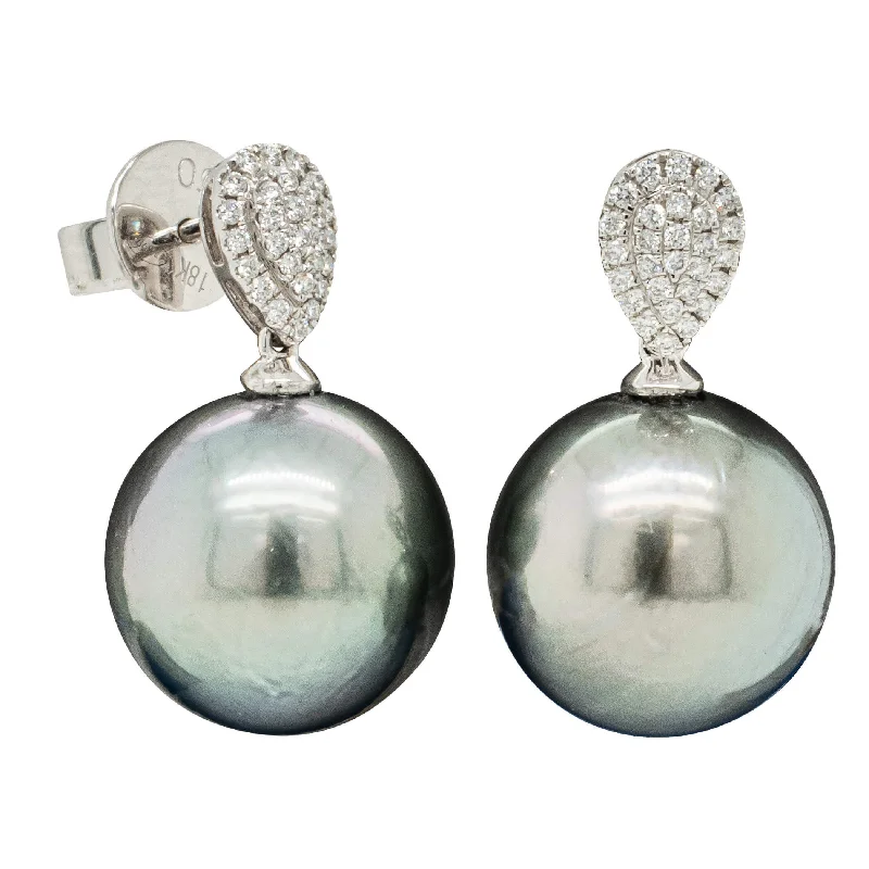 Unmissable Jewelry Clearance – Final Reductions 18ct White Gold Black Pearl & Diamond Aegean Earrings