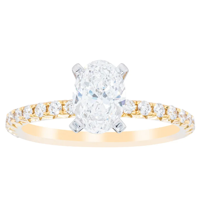 Exclusive Jewelry Sale – Sparkle For Less 18ct Yellow Gold 1.00ct Oval Cut Diamond Comet Ring