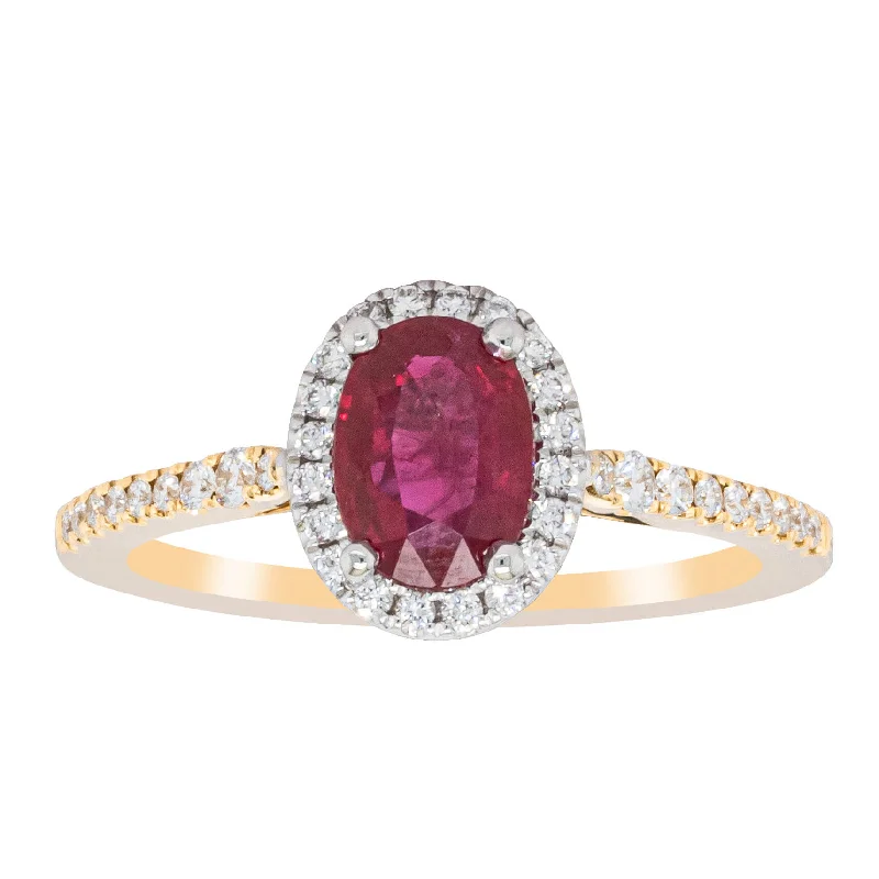 Delicate Crystal Jewelry For Sophisticated Charm 18ct Yellow Gold 1.09ct Ruby & Diamond Mini Sierra Ring