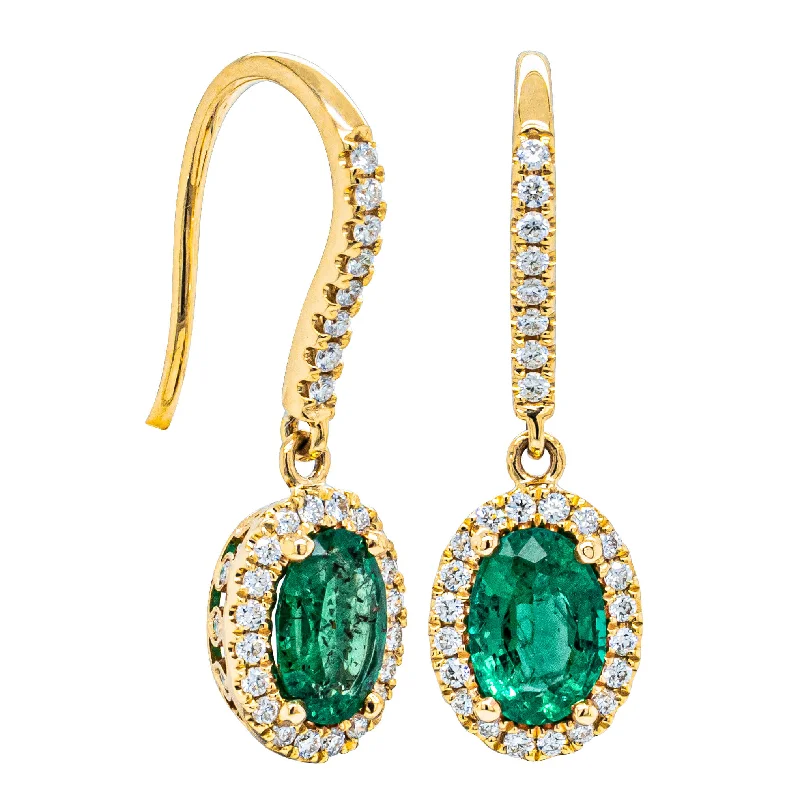 Exclusive Online Jewelry Sale – Don't Wait 18ct Yellow Gold 1.32ct Emerald & Diamond Mini Sierra Earrings