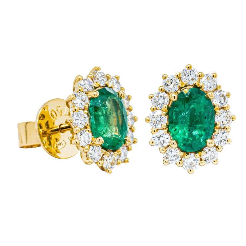 Affordable Elegance – Special Jewelry Sale Now Live 18ct Yellow Gold 1.68ct Emerald & Diamond Belle Earrings